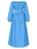 Grundläggande avslappnade klänningar plus storlek 5xl Vonda Summer Maxi Sundres Lång klänningsknapp Solid Elegant Off Shoulder Bohemian Party Vestido Belted 231009