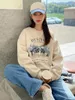 Sweats à capuche pour femmes Mode coréenne Femmes Sweat-shirt Enrichir chaque jour Lettre Imprimer Sweat à capuche Chaud Manches longues O-Cou Pull Femme Vêtements