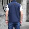 Men's Vests Spring And Autumn Zipper Pockets Embroidered Solid Color Workwear Sleepless Vest Cardigan Coat Office Lady Casual Tops