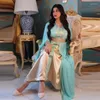 Ethnic Clothing Luxury Dubai Lady Abaya Sets Fashion Muslim Women Satin Vest Dress Chiffon Cardigan 2Pcs Elegant Party Islamic