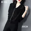 Damenjacken Frauen Spitze Chiffon Beflockung Jacke Dünne Frühling Sommer Tops Strickjacke Baseball Weibliche Lange Ärmel Zip Up Kleidung Mantel