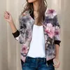 Женские куртки Женские повседневные легкие куртки на молнии с цветочным принтом, пальто с круглым вырезом, большие топы, винтажные