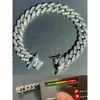 brand fashion woman Hip Hop 10.5mm Silver Mens Miami Cuban Bracelet Real Iced Moissanite Diamond Gra Link Chain