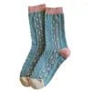 Frauen Socken Mode Lange Herbst Winter Weiche Baumwolle Für Kawaii Mädchen Nette Blumen Mittelrohr Dame Harajuku Designer