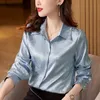 Vintage Silk Satin Floral Pink Bluses Long Sleeve Women Designer Jacquard Shirts 2023 Autumn Winter Runway Lapel Button Up Shirts Office Lady Fashion Graphic Tops