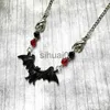 Pendanthalsband svarta fladdermushalsband Gotiska smycken Crystal Beads Halloween Temed Horror Gifts X1009