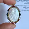 Hängselhalsband Promotion! Natural Mother Pearl Shell Virgin of Guadalupe Charms CZ Stone Mary Religious Medal