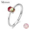 Modian 925 Sterling Silver Colorful Watermelon Tourmaline Rings for Women Fashion Finger Band Fine Jewelry Korean Style Anel 21061271t