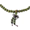 Chaînes 2x perles de bois de santal vert olive bouddha bouddhiste Mala collier extensible chapelet 29 pouces