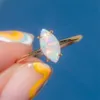 Band Rings Aide White Opal 925 Sterling Silver for Women Simple Minimalist 18K Gold Wedding Party Engagement Gifts 231009