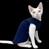 Costumes de chat Gilet matelassé en coton pour bébé Costume Sphynx Devon Rex Protection du ventre épais et chaud Anti-saleté Anti-allergie Vêtements sans poils