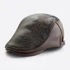 Berets Men Fashion Men's Leather Hat Snapback Peaked Cap Middle Aged Keep Warm Autumn Winter Caps Gorra