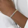 Charm Armband Two Tone Gold Silver Color Cubic Zirconia CZ Miami Cuban Link Chain Armband 7mm Iced Out Rock Fashion Women Jewel275a