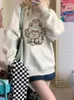 Damen Hoodies Deeptown Kawaii süße süße Cartoon graue Sweatshirts Frauen Y2k Egirl weiß Langarm Pullover Korean Preppy Oversize Loose