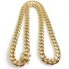 18K Gold Miami Cuban Link Chain Necklace Men Hip Hop Stainless Steel Jewelry Necklaces274a