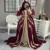 Lorie Elegant Marockan Kaftan Evening Dresses Bourgogne Brodery Beading Women Party bär formella klänningar Kaftan -klänning plus storlek LJ2233V