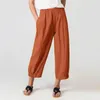 Pantaloni da donna Tasca alta in vita elastica da donna Gamba larga Pantaloni larghi alla caviglia estivi femminili ZC518