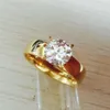 Stor Zircon Cz Diamond 18K Gold Plated 316L rostfritt stål bröllopsfingerringar män kvinnor smycken hela lots281j