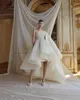 Robes décontractées haut de gamme plissé tulle bas bal bouffée une manches dentelle appliques florale longue mariée