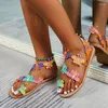 Sandales femmes Boho coloré papillon plat mode bout ouvert anti-dérapant boucle chaussures décontracté été