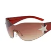 Zonnebril Designer Punk Goggle Y2k Womens 2023 Mode Een Stuk Vijf Sterren Vintage Pilot Shades Bril UV400