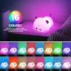 Veilleuses Chat LED veilleuse capteur tactile télécommande coloré Silicone USB Rechargeable chambre lampe de chevet pour enfants bébé cadeau YQ231009