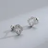 S925 Argent Sterling Creux Trèfle Designer Boucle D'oreille Goujons Anneaux Brillant Zircon Cristal Bling Diamant 18K Or Chanceux Fleur Boucles D'oreilles Boucles D'oreilles Bijoux Cadeau