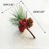 Dekorativa blommor 10x Artificial Flower Red Christmas Berry Pine Cone With Branches Xmas Decoration For Home Floral Decor Craft Arrangement