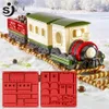 SJ Molde de pastel de Navidad Tren de pan de jengibre Decoración Moldes para hornear de silicona Mousse artesanal Pastel Bandeja para hornear 2019 T2005242708