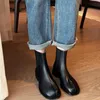 부츠 가을 타비 닌자 발목 wome 라운드 분할 발가락의 낮은 힐 슬립 온도 여성 첼시 부츠 겨울 Zapatos Mujer Short Boot 231009