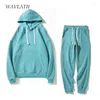 Women's Hoodies WAVLATII Women Pique Fabric Hoodie Sets Female Green Oversized Casual Sweatshirts Lady White Hooded Suit Tops Pants WH2388