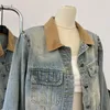 Damenjacken Mode Vintage gewaschene blaue Denim-Jeansjacke Frühling Herbst Nieten Patchwork Reverskragen Retro-Basic-Mantel Schlanke Street-Outwear