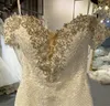 2024 Современное свадебное платье русалки с открытыми плечами и кружевной аппликацией со стразами и оборками из органзы, платья невесты Vestidos De Novia Robe De Mariage