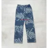 5A Men's and Women's Designer Pants Plaid Jacquard Denim Letter Embroidery Wash Jeans Men's Jogging Pants Stitching Flower Pattern