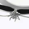 Collane con ciondolo Halloween Goth esagerato strass grande croce pendente collana girocollo per donna regolabile corda bowknot catena gioielli regalo x1009