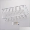 Bathroom Shelves Bathroom Wall Mounted Rectangar Net Basket Single Layer Deep Storage Rack Non Perforated Shower Home Garden Bath Bath Otf3D