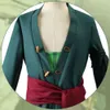 Anime Roronoa Zoro Cosplay Costume deux ans plus tard manteau pantalon et accessoire perruque verte ensemble complet Costume de fête d'Halloween pour Mencosplay