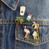 6 pçs conjunto banana lolly flamingo palmeira copo pinos broches emblemas duro esmalte lapela pino chapéu saco jeans pinos mochila acessórios12677