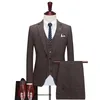 Herrar kostymer kostym kappa västbyxor 3 st / fin casual boutique affärs retro brittisk stil pläd blazers jacka byxor väst