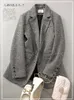 여자 양복 블레이저 Vimly Squerined Wool Blend Blend Blazer Jackets Vintage Chic과 우아한 캐주얼 맞춤형 겉옷 슈트 코트 231009