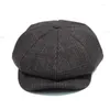 Berets Fasion Wool Tweed Sboy Cap Errinbone Men Women Atsby Retro Britis Painters у драйвера Flat Black Coffee Rey