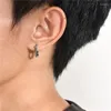 Hoop Earrings Stylish Geometric For Men Jewelry Vintage Silver Color Stainless Steel U Style Huggies Earring Wholesale