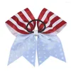 Acessórios de cabelo 7 polegadas Dia da Independência Americana Mulheres Grande Cheerleading Bowknot Strass Elásticos Meninas Moda