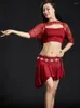 Stage Wear Solid Color Oriental Dancing Festival Outfit Women Belly Dance Suit Performance Latin Clothes Elegant Modern Dancer Jazz