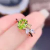 Anéis de cluster Natural Real Verde Peridot Folhas Estilo Anel por Jóias 925 Prata Esterlina 1.5ct 1 pc 0.15ct Gemstone Fine J22776