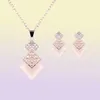 Jóias de jóias rosa conjunto de colar de ouro quadrado de diamante de diamante de casamento jóias de jóias de jóias de festas Jóias de rubi jóias e6792915