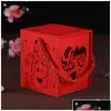 Emballage cadeau Emballage cadeau De nombreux styles en bois chinois double bonheur boîtes de faveur de mariage boîte de bonbons boîte à sucre classique rouge avec gland 6.5x6 Dhrti