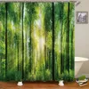 Duschgardiner 3D Forest Shower Drain Green Plant Mountain Spring Water Dusch Crawtain Hook Badrum Vattentät landskap Dekorativ gardin 231007