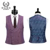 Daro novo terno masculino 3 peças moda xadrez terno fino ajuste azul roxo vestido de casamento ternos blazer calça e colete 200922290j