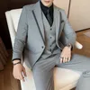 Erkek Suits High-End Sold Renk (Suit Yelek Pantolonları) 3/2 parçalı Kore versiyonu İngiliz tarzı gündelik iş takım elbise düğün